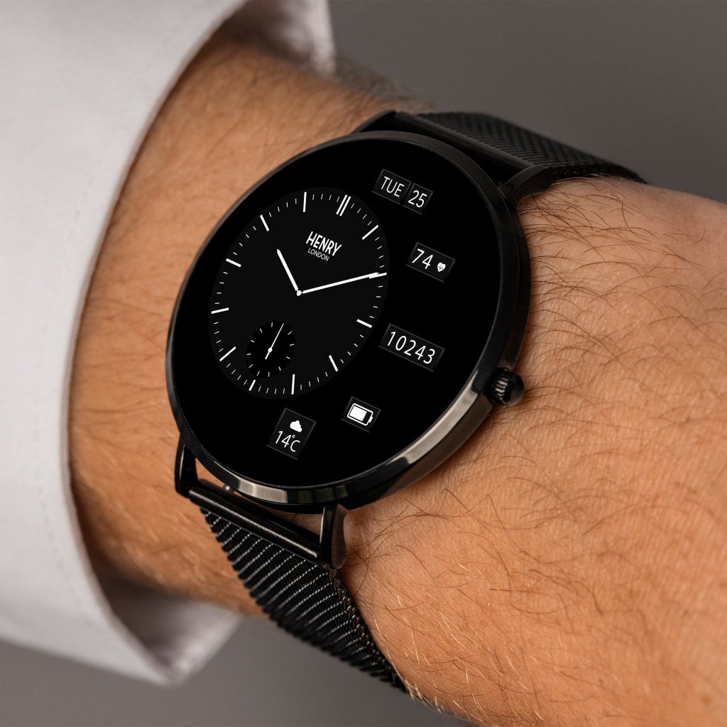 Henry London Black & Black Mesh Smart Watch