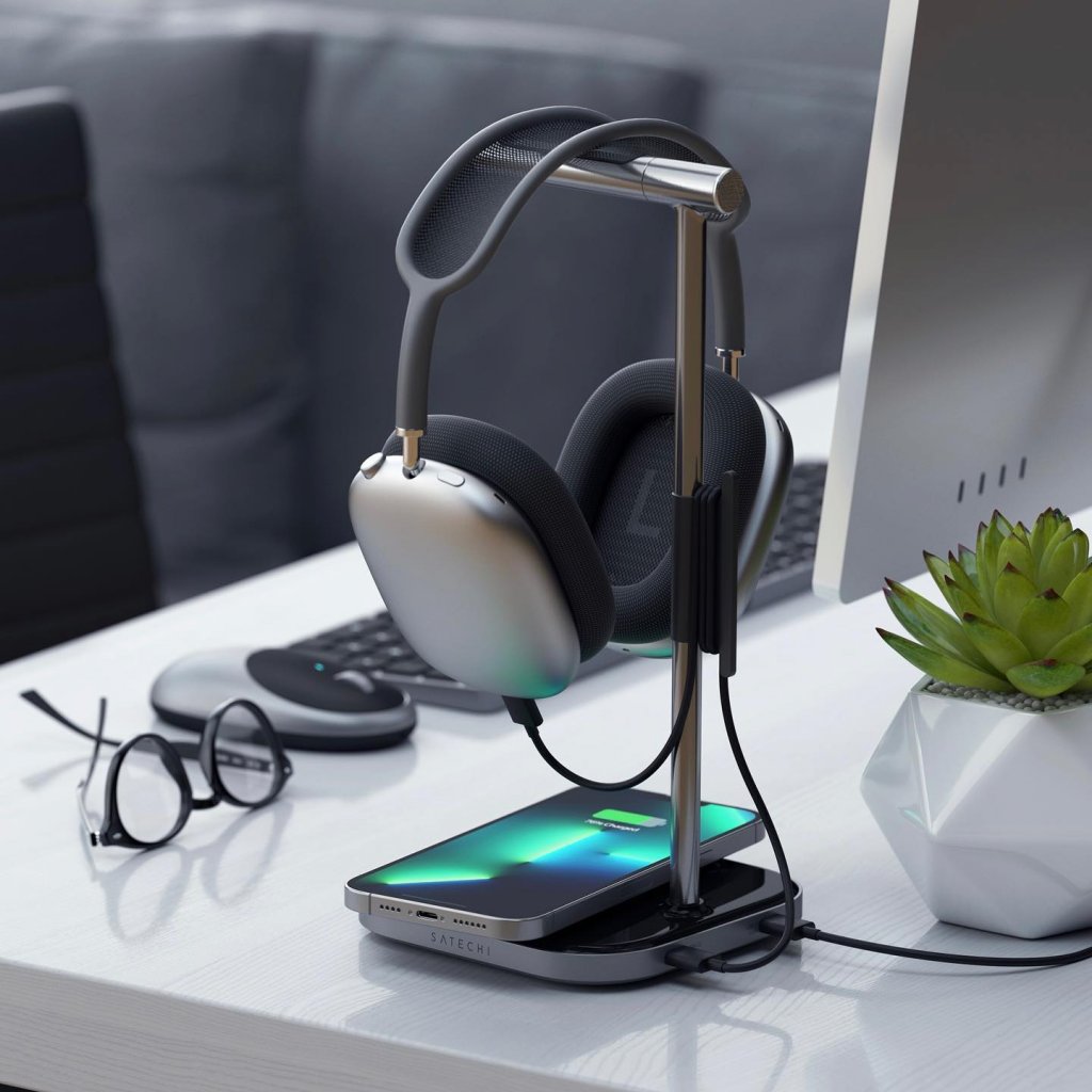 Photo 1 of Satechi 2-in-1 Headphone Stand with Wireless Charger